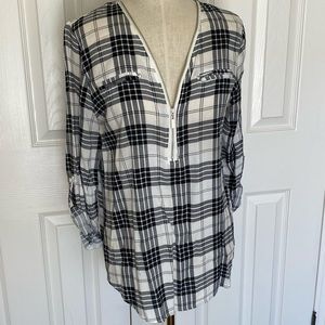 Black White Plaid Top